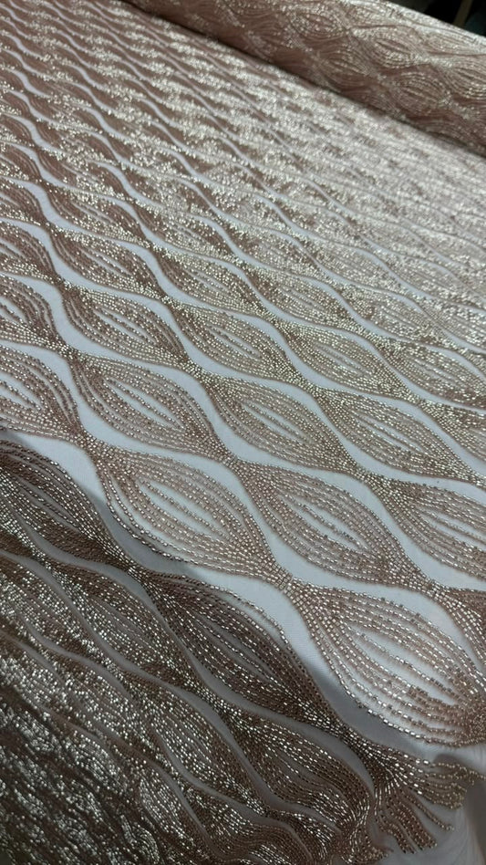 Luxury Shimmer Beaded Eveningwear Fabric- Summer Collection