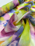 Organdy Printed - Abstract Paint Lime