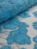 Beaded Flower Lace - Cerulean