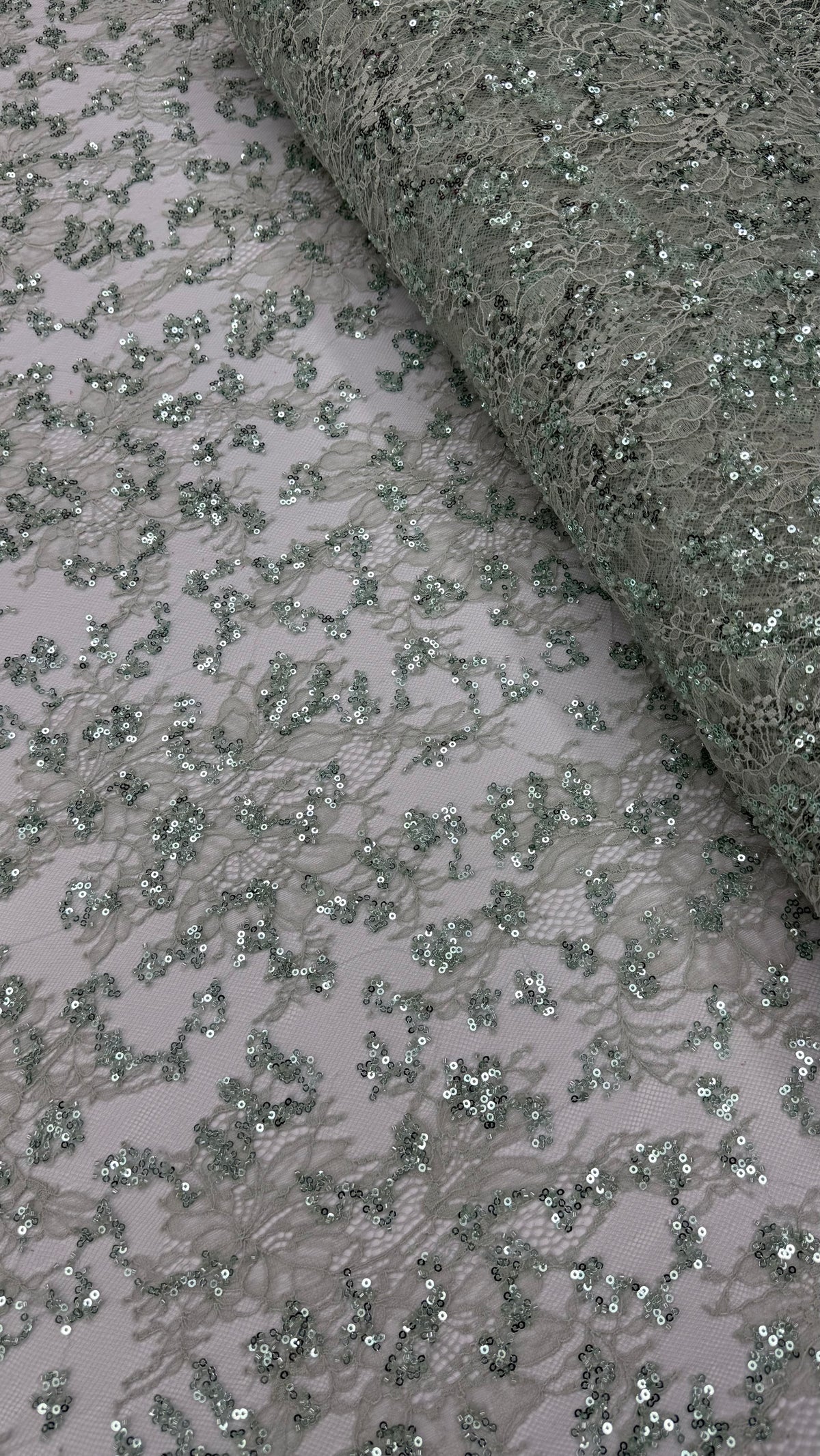 French Lace Beaded - Sage Green