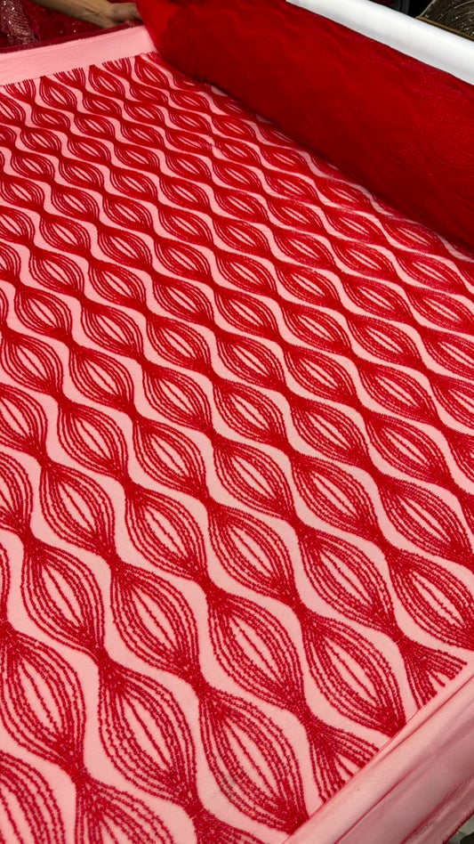 Luxury Shimmer Beaded Eveningwear Fabric- Summer Collection
