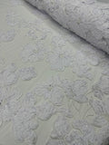 Beaded Flower Lace - Ice White