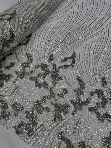 Beaded Lace - Two Toned White Dark Silver 2