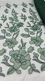 Organdy Embroidery Lace  - Bottle Green
