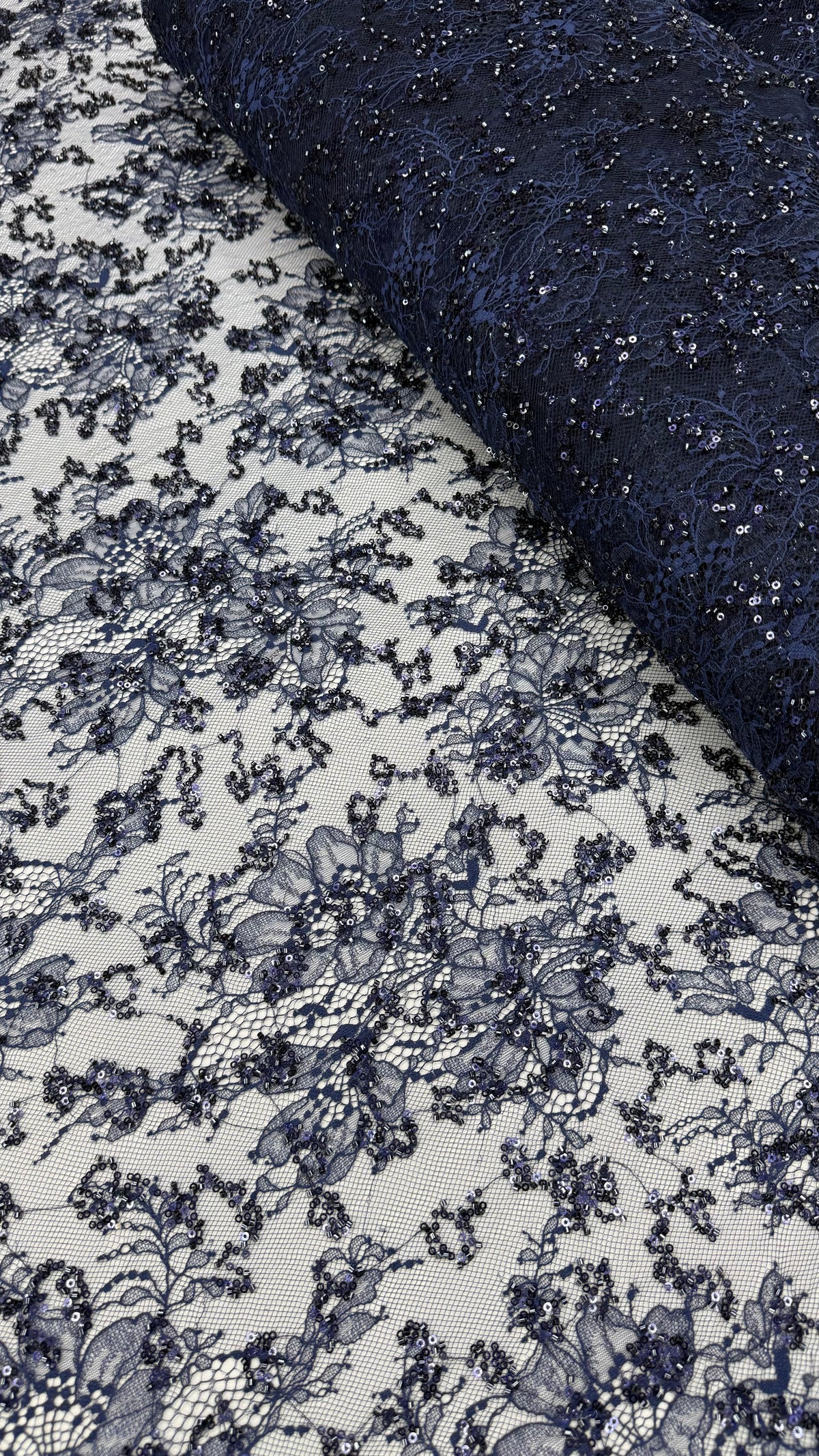 French Lace Beaded - Navy