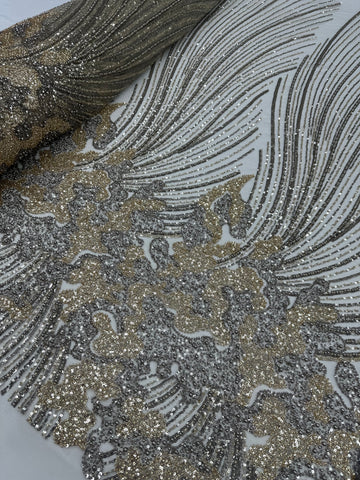 Beaded Lace - Two Toned Mauve & Gold