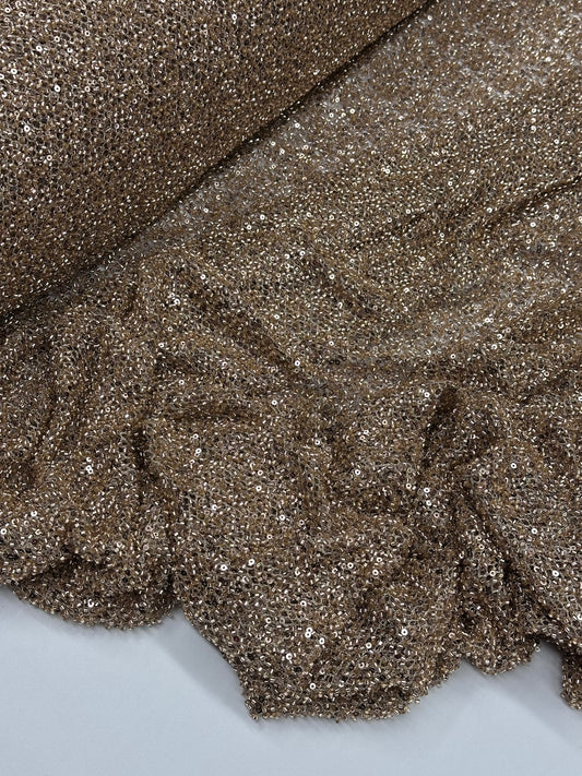 Fully Beaded Sequins Lace - Chocolate