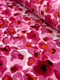 Satin Silk Stretch Digital - Floral Dreams Hot Pink