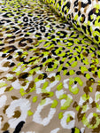 Satin Silk Stretch Digital - Leopard Acid Lime