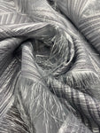 Feather Brocades - Silver Abstract Fringe