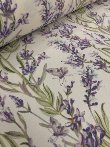 Cotton Twill Prints - Lavender White