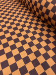Printed Melton - Checkered Leather Brown
