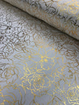 Dutchess Satin Digital Prints - Rose Foil White & Gold