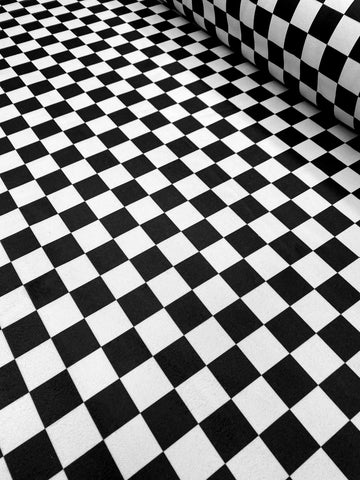 Printed Melton - Checkered Black & White